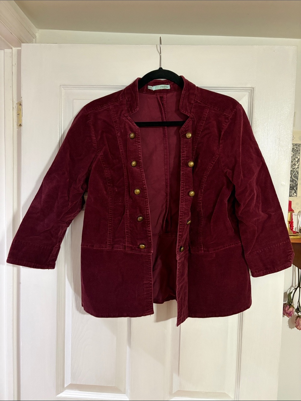 Maurices Corduroy Military-Style Jacket in Burgundy